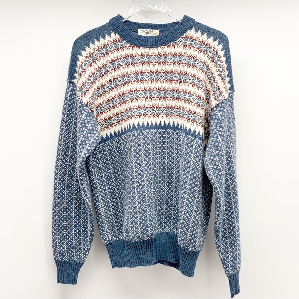 Munsing Wear Vintage Fair Isle Sweater Size XL